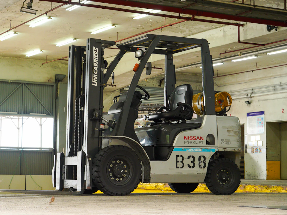 Forklift ready in a modern warehouse